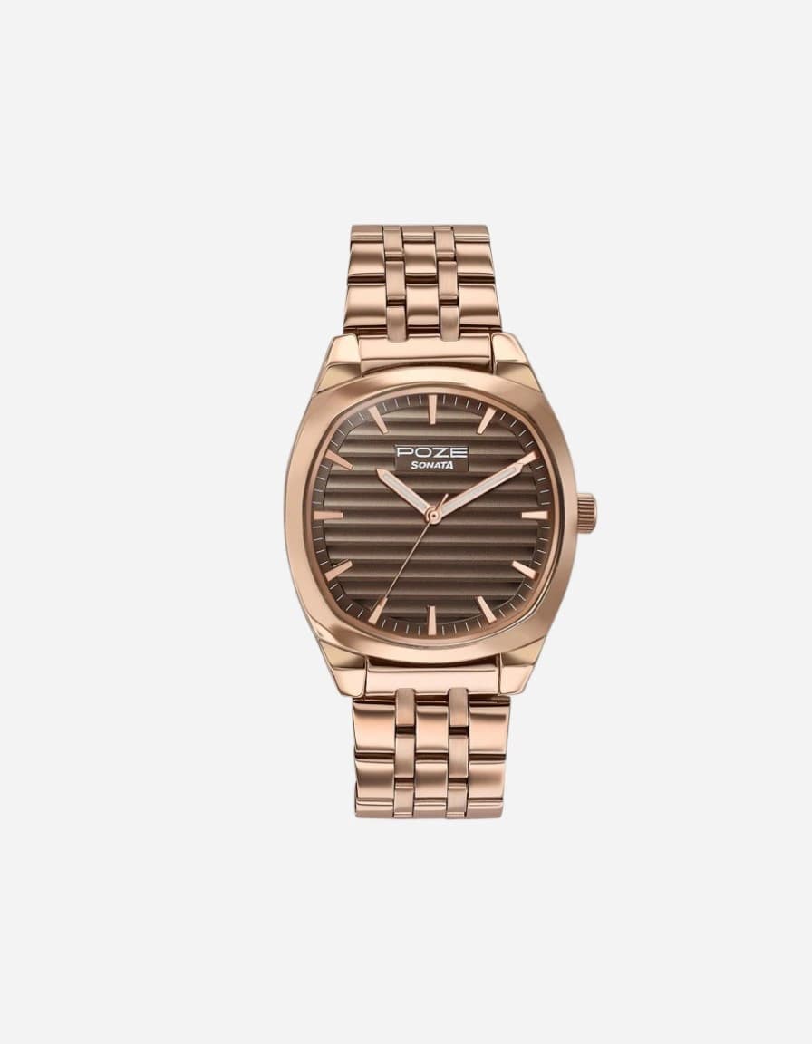 Sonata Poze 7 Analog Taupe Dial Watch For Men - SP70094WM01W