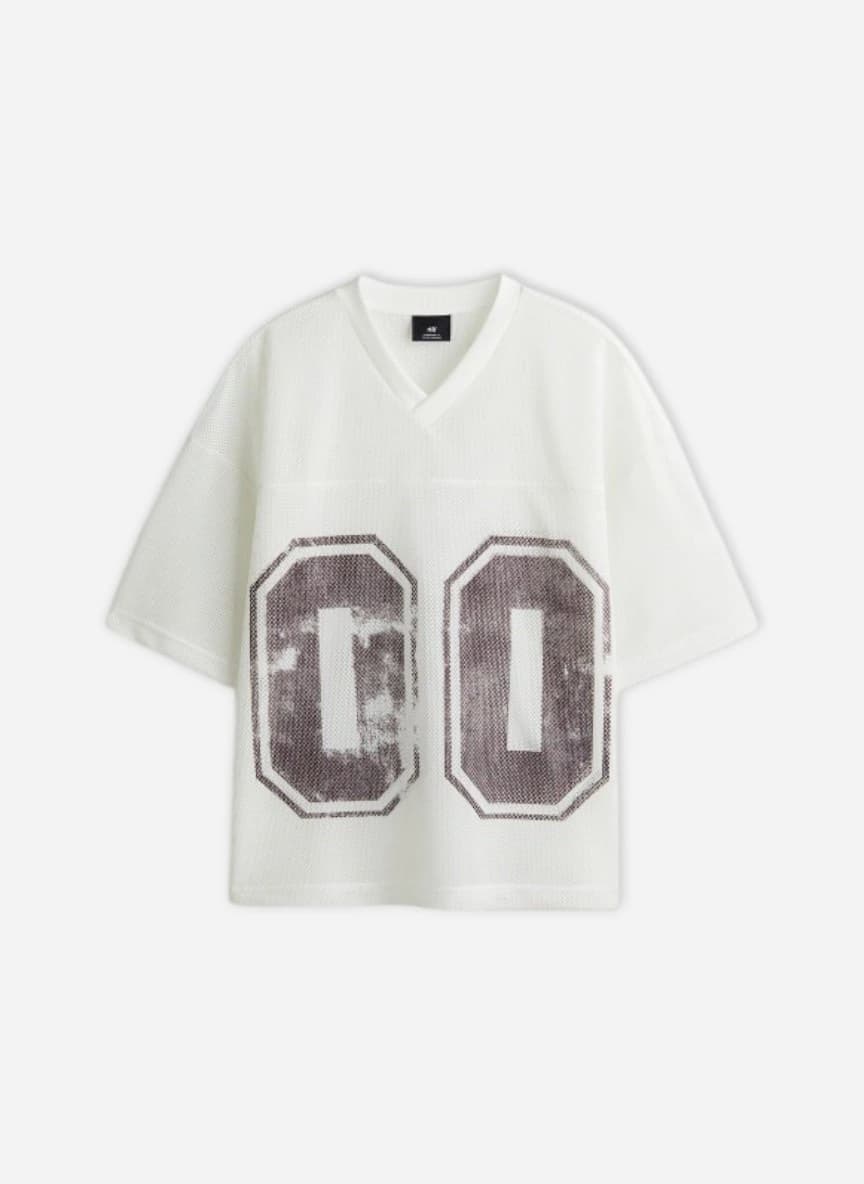 H&M Oversized Fit Printed Mesh T-Shirt