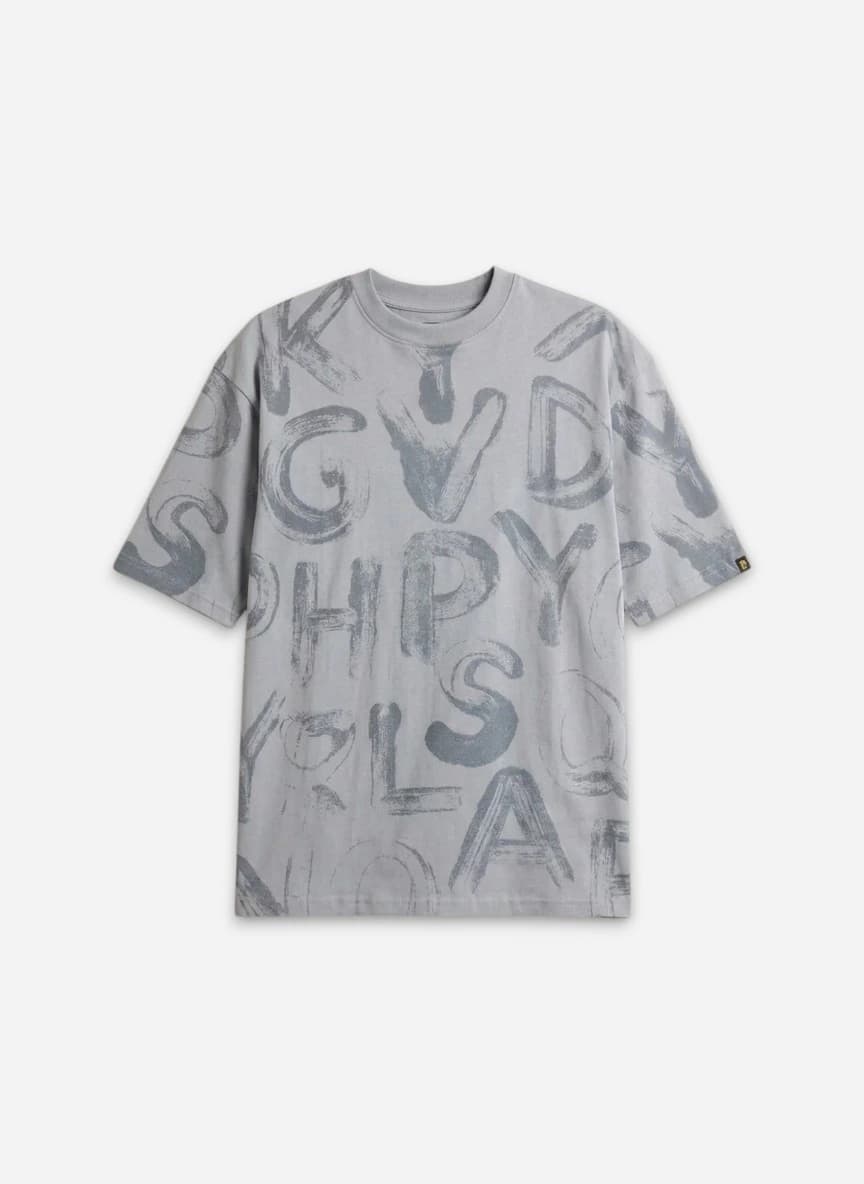 Maniac Men Printed Round Neck Pure Cotton Grey T-Shirt