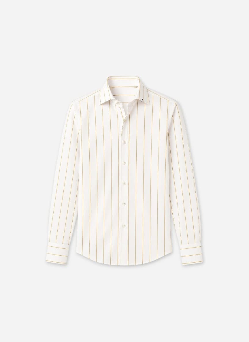 MISCHIEF MONKEY Classic Striped Cotton Spread Collar Curved Formal Shirt