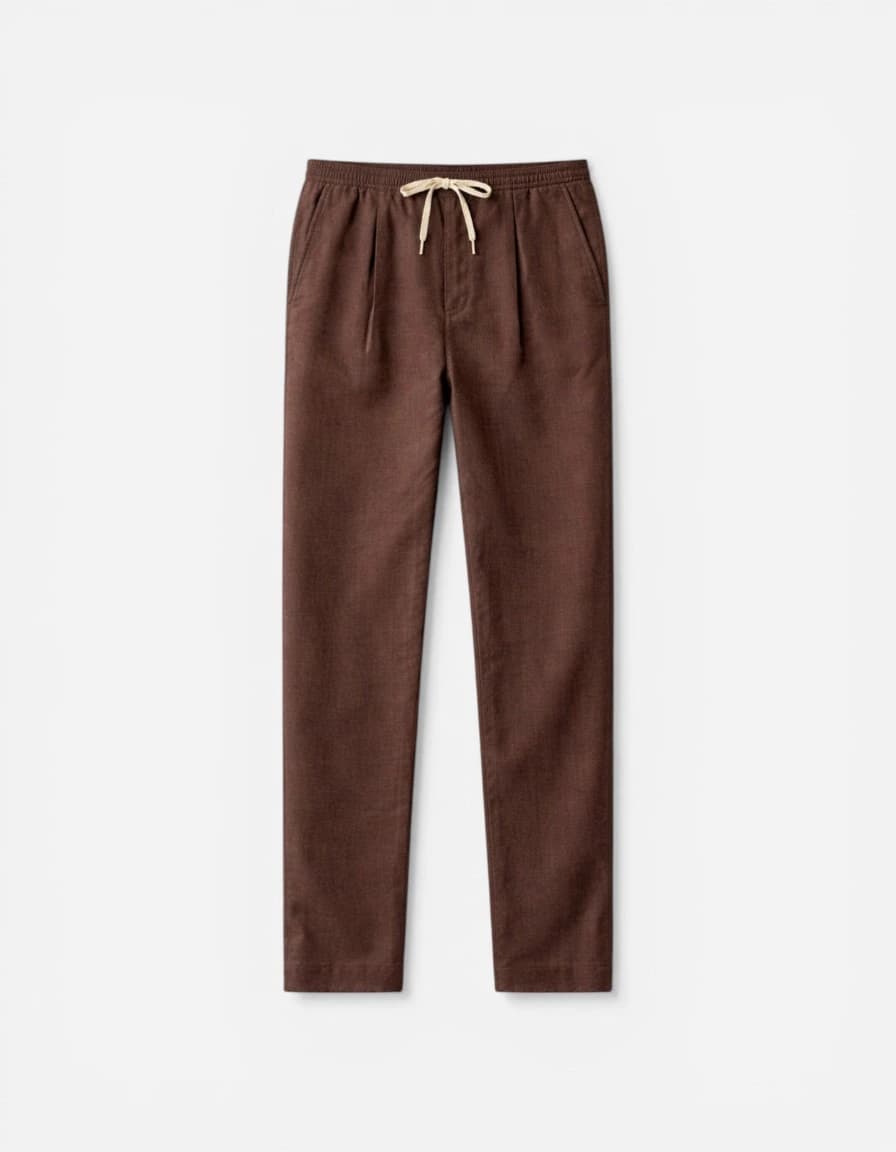Powerlook Men Brown Solid Linen Regular Fit Pant