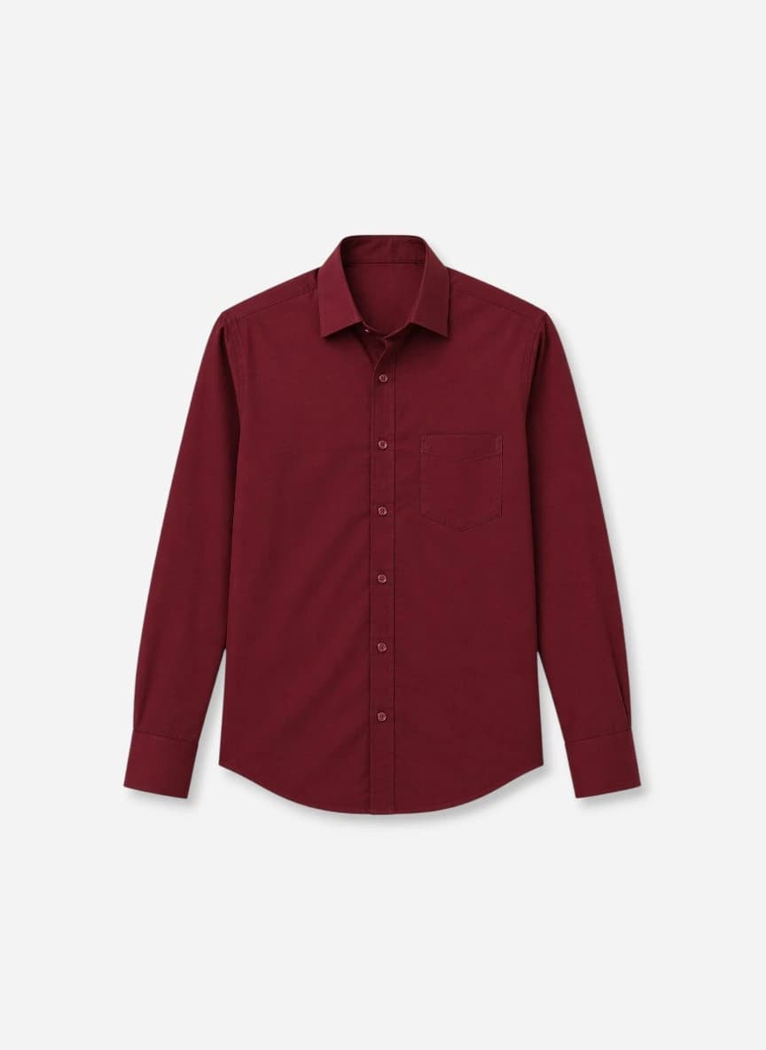 Hancock Men Maroon Slim Fit Solid Wrinkle Resistant Formal Shirt