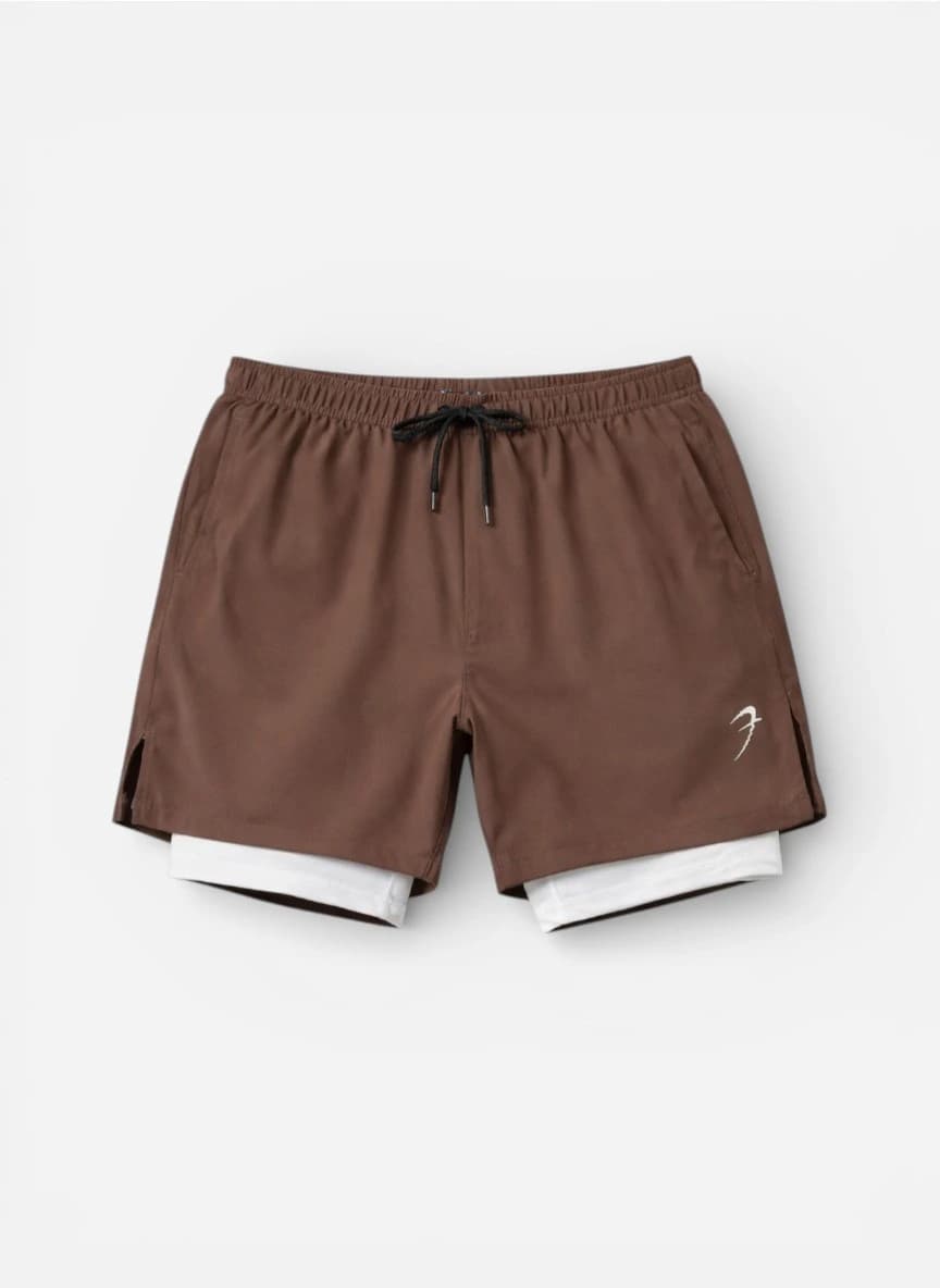 Fuaark Double Layer 2 in 1 Shorts with Inner Tights for Men Gym Tight Short with Pocket