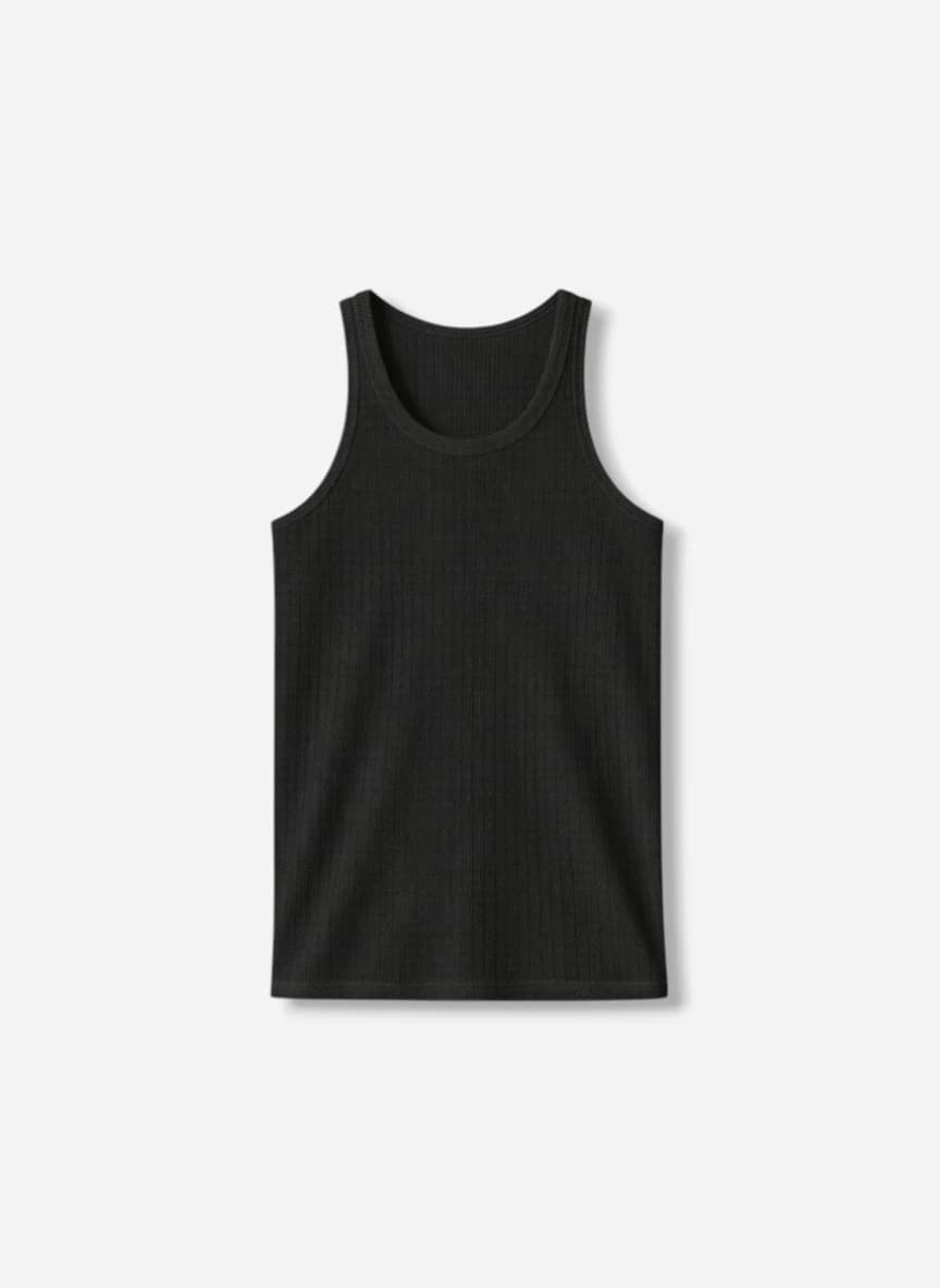 XYXX Men Solid Nova Super Combed Cotton Black Round Neck Innerwear Vest