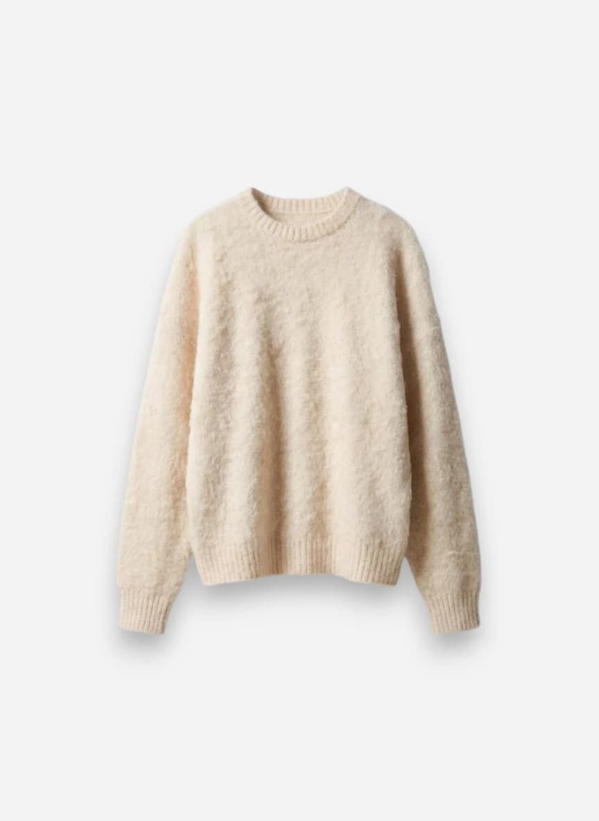 Bershka Men Pullover with Fuzzy Detail